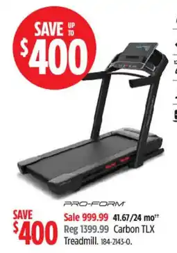 Canadian Tire Pro-form carbon tlx treadmill offer