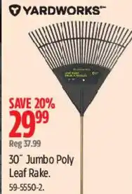 Canadian Tire Yardworks 30" Jumbo Poly Leaf Rake offer