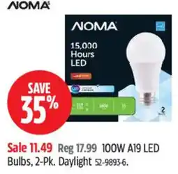 Canadian Tire Noma 100w a19 led bulbs offer
