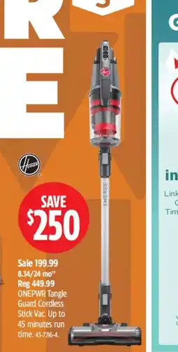 Canadian Tire Hoover ONEPWR Tangle Guard Cordless Stick Vac offer