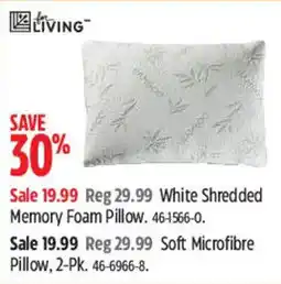 Canadian Tire Living white shredded memory foam pillow offer