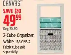 Canadian Tire Canvas 2-Cube Organizer. White offer