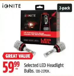 Canadian Tire Ignite selected led headlight bulbs offer