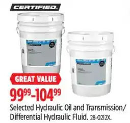 Canadian Tire Selected Hydraulic Oil and Transmission/Differential Hydraulic Fluid offer