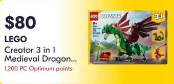 Lego creator 3 in 1 medieval dragon