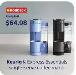Walmart Keurig K-Express Essentials single-serve coffee maker offer