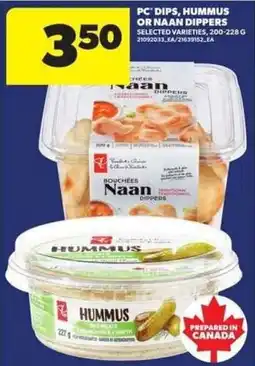 Atlantic Superstore PC dips, hummus or naan dippers offer