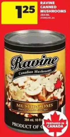 Atlantic Superstore Ravine canned mushrooms offer