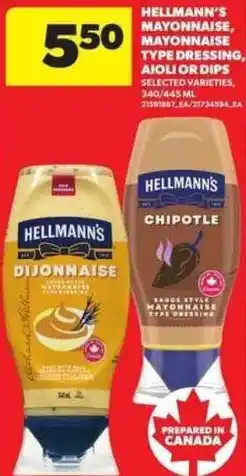 Atlantic Superstore Hellmann's mayonnaise, mayonnaise type dressing, aioli or dips offer