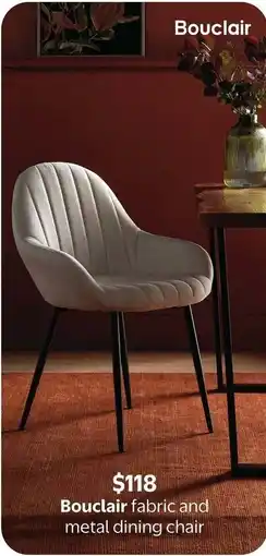 Walmart Bouclair fabric and metal dining chair offer