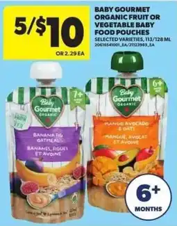 Atlantic Superstore Baby Gourmet organic fruit or vegetable baby food pouches offer