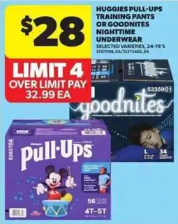 Atlantic Superstore Huggies pull-ups or goodnites nighttime underwear offer