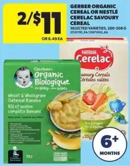 Atlantic Superstore Gerber organic cereal or Nestle Cerelac savoury cereal offer