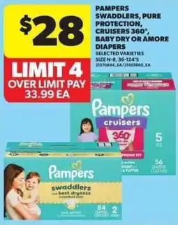 Atlantic Superstore Pampers swaddlers pure protection cruisers 360 baby dry or amore diapers offer