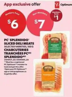 Atlantic Superstore PC Splendid sliced deli meats offer