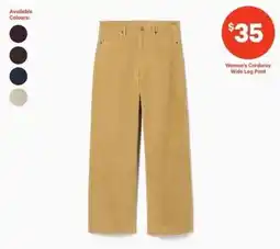 Atlantic Superstore Women's Corduroy Wide Leg Pant offer