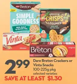 Longo's Dare Breton Crackers or Vinta Snacks offer
