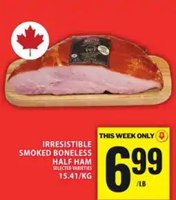 Food Basics IRRESISTIBLE SMOKED BONELESS HALF HAM offer