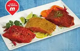 Metro FRESH ATLANTIC SALMON TOURNEDOS, WITH GARLIC BUTTER & VEGETABLES, STUFFED OR MARINATED offer