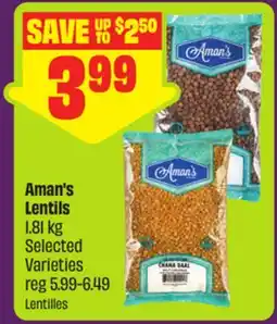 FreshCo Aman's Lentils 1.81 kg Selected Varieties offer