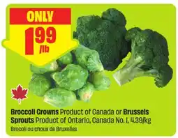 FreshCo Broccoli Crowns Product of Canada or Brussels Sprouts Product of Ontario, Canada No. 1, 4.39/kg offer
