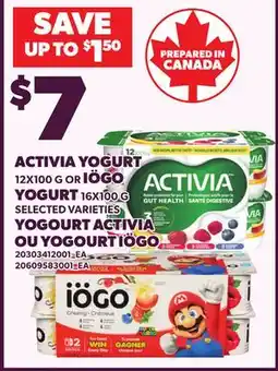 Independent Grocer ACTIVIA YOGURT 12X100 G OR IÖGO YOGURT, 16X100 G offer