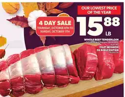 Independent Grocer WHOLE BEEF TENDERLOIN offer