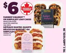 Independent Grocer FARMER'S MARKET OR SIMPLE JOY LOAF CAKES offer