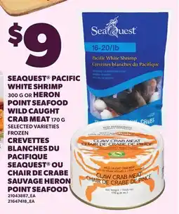 Independent Grocer SEAQUEST PACIFIC WHITE SHRIMP, 300 G OR HERON POINT SEAFOOD WILD CAUGHT CRAB MEAT, 170 G offer