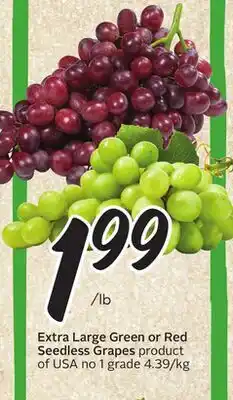 Sobeys Extra Large Green or Red Seedless Grapes offer