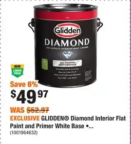 Home Depot EXCLUSIVE GLIDDEN Diamond Interior Flat Paint and Primer White Base • offer