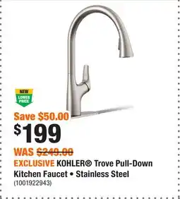 Home Depot EXCLUSIVE KOHLER Trove Pull-Down Kitchen Faucet • Stainless Steel offer
