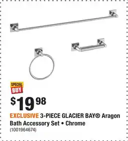Home Depot EXCLUSIVE 3-PIECE GLACIER BAY Aragon Bath Accessory Set • Chrome offer