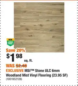 Home Depot EXCLUSIVE MSI Stone ULC 6mm Woodland Mist Vinyl Flooring (23.95 SF) offer