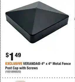 Home Depot EXCLUSIVE VERANDA 4 x 4 Metal Fence Post Cap with Screws offer