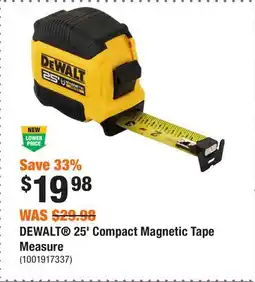 Home Depot DEWALT 25' Compact Magnetic Tape Measure offer
