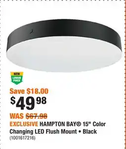 Home Depot EXCLUSIVE HAMPTON BAY 15 Color Changing LED Flush Mount • Black offer