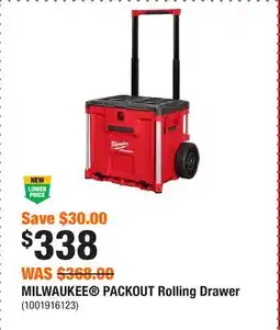 Home Depot MILWAUKEE PACKOUT Rolling Drawer offer