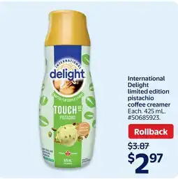 Walmart International Delight limited edition pistachio coffee creamer offer