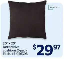 Walmart 20 x 20 Decorative cushions 2-pack offer