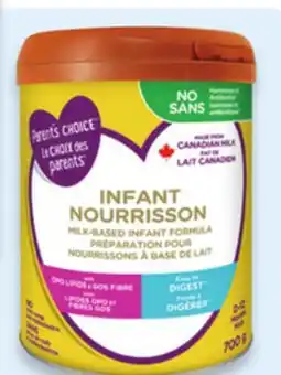 Walmart Parent's Choice milk-based 700 g or Gentle+ iron-fortified 629 g infant formula offer