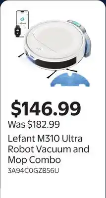 Walmart Lefant M310 Ultra Robot Vacuum and Mop Combo offer