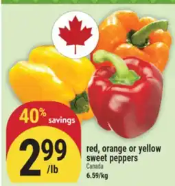 Marché Adonis red, orange or yellow sweet peppers offer