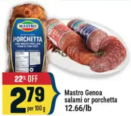 Marché Adonis Mastro Genoa salami or porchetta offer