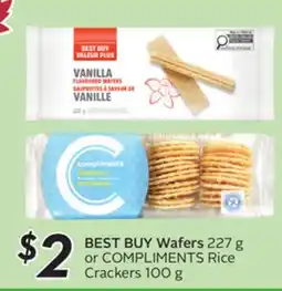 Sobeys BEST BUY Wafers 227 g or COMPLIMENTS Rice Crackers 100 g offer