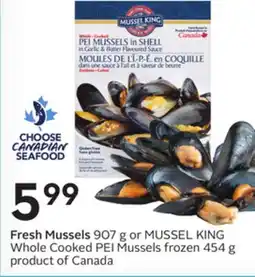 Sobeys Fresh Mussels 907 g or MUSSEL KING Whole Cooked PEI Mussels offer