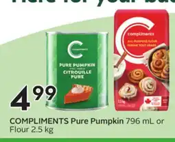 Sobeys COMPLIMENTS Pure Pumpkin 796 mL or Flour 2.5 kg offer