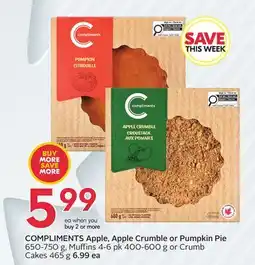 Sobeys COMPLIMENTS Apple, Apple Crumble or Pumpkin Pie offer