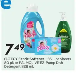 Sobeys FLEECY Fabric Softener 1.36 L or Sheets 80 pk or PALMOLIVE EZ-Pump Dish Detergent 828 mL offer