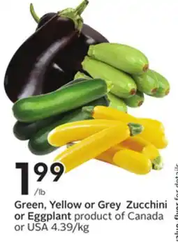 Sobeys Green, Yellow or Grey Zucchini or Eggplant offer